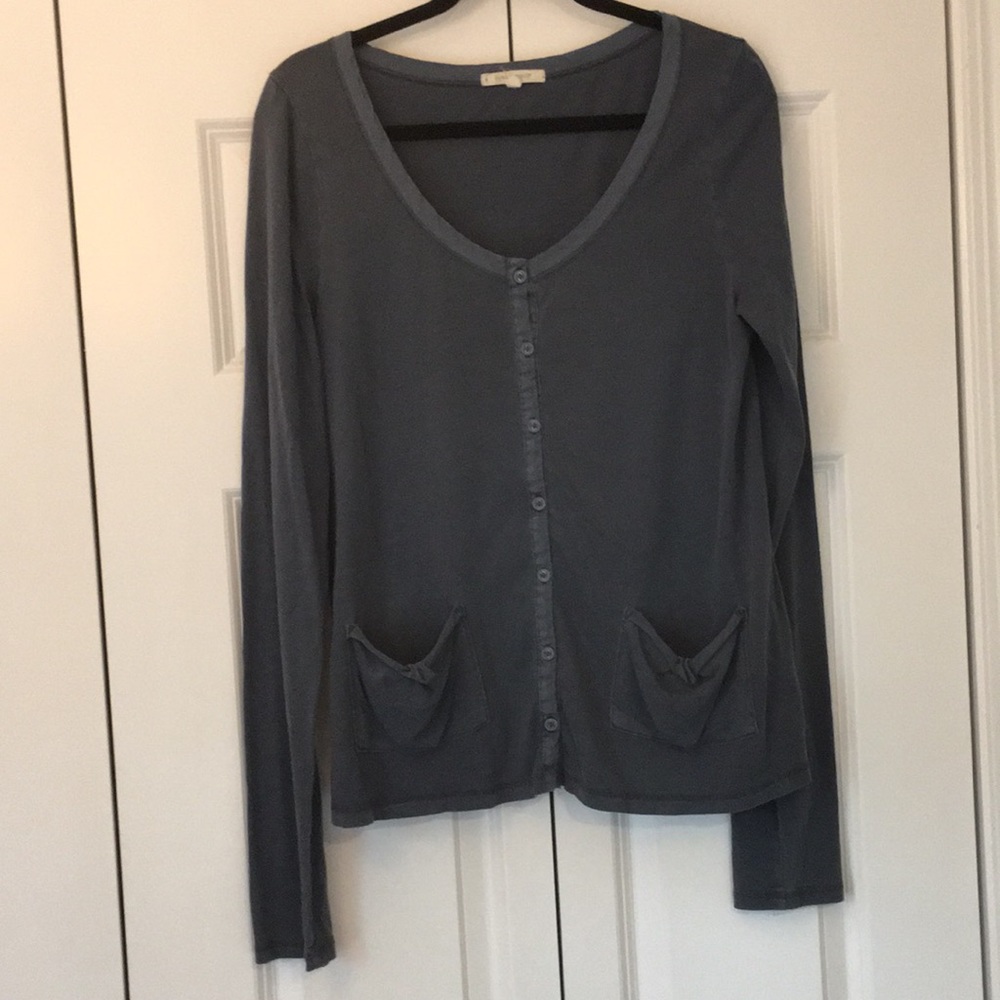 EUC Pure + Good Anthropologie button-up blue-gray cardigan